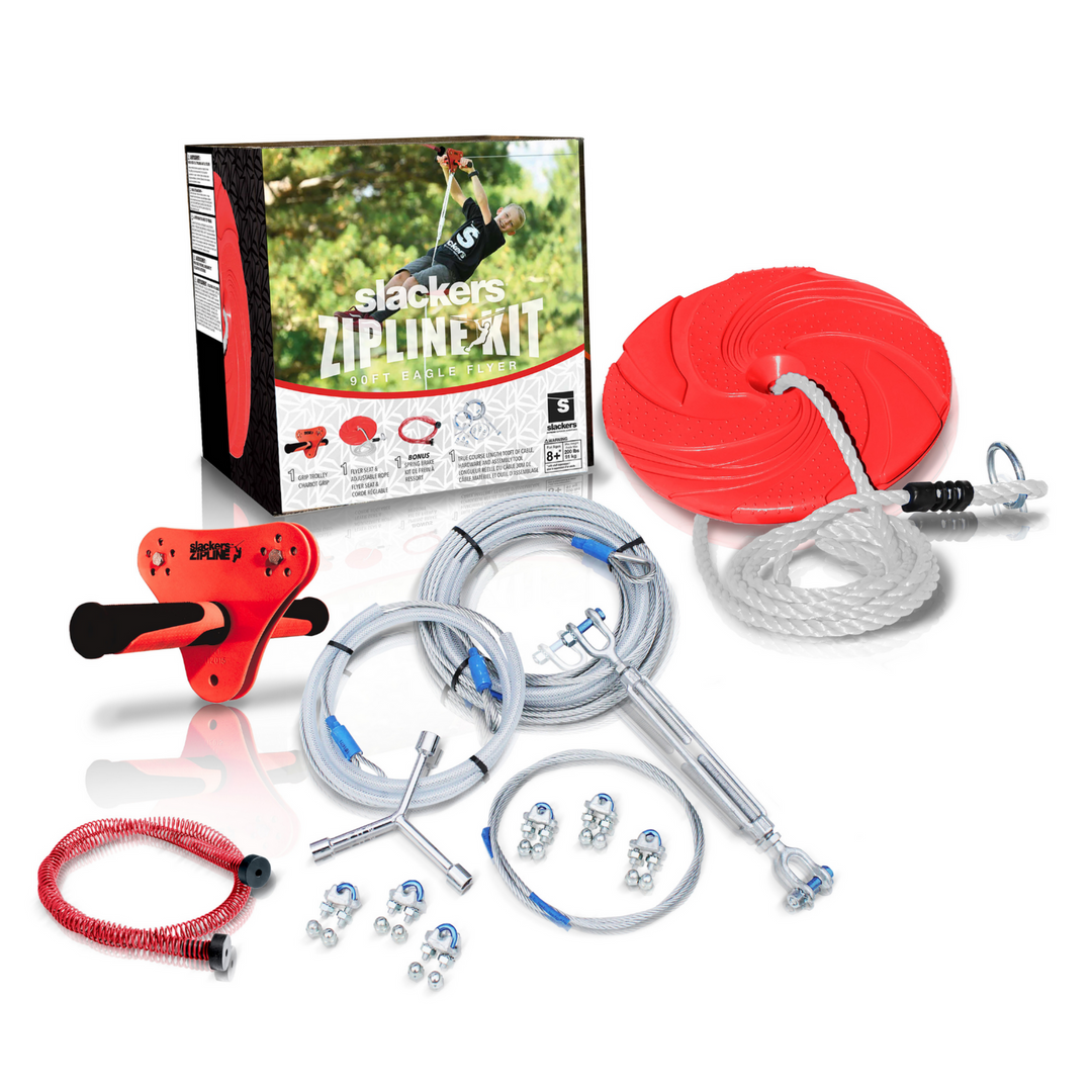Slackers 90' Eagle Zipline Kit With Spring Brake Kit | B4 Slackers 90' Eagle Zipline Kit With Spring Brake Kit | B4